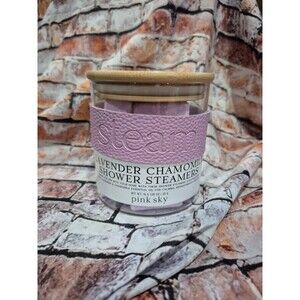 New Open Glass  Container Pink Sky Lavendar Chamomile Shower Steamers 10 Total